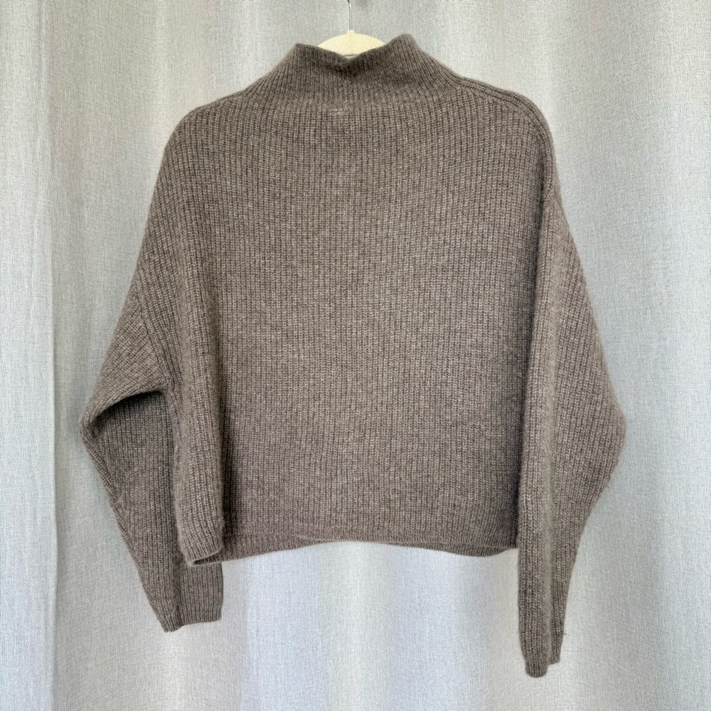 Anthropologie Cashmere Gray Mockneck Long Sleeve Sweater S - Picture 4 of 11